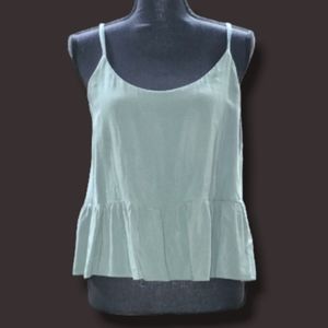 Topshop Spaghetti Strap Peplum Top in Green